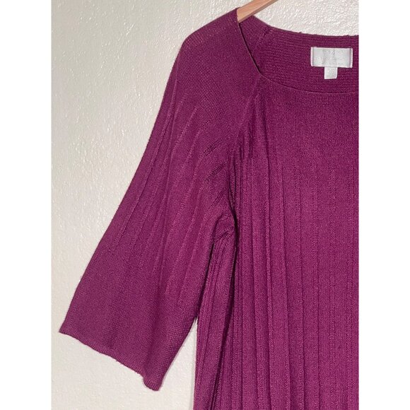 Avenue Womens Plus Size Ribbed Knit 3/4 Sleeve Tunic Sweater Purple 22/24 - Picture 9 of 12